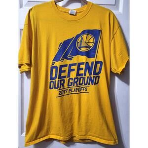 Golden State Warriors Defend Our Ground 2017 Playoffs Yellow Blue Shirt
